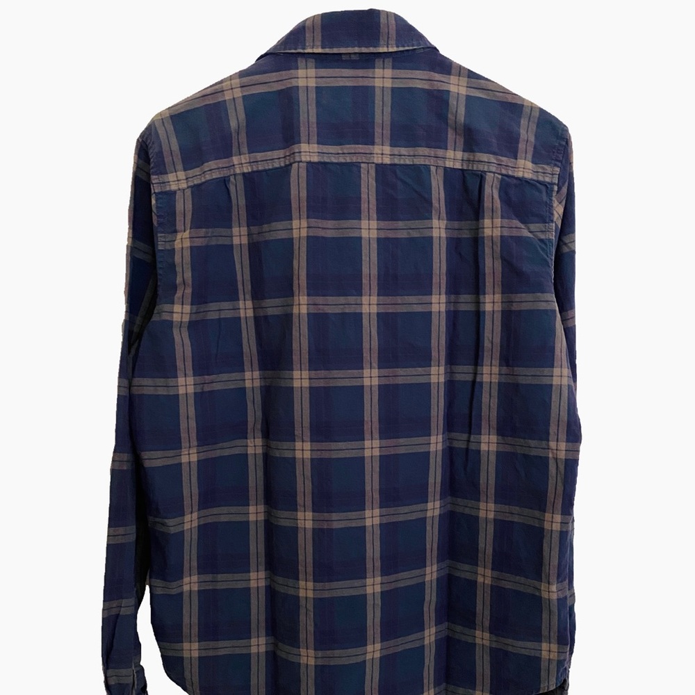 7 for all mankind blue plaid, double pocket casual shirt - Picture 2 of 4